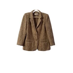 Vtg 70s Boiled Wool Blazer Jacket Womens 12 Union Label Old Money Luxury USA